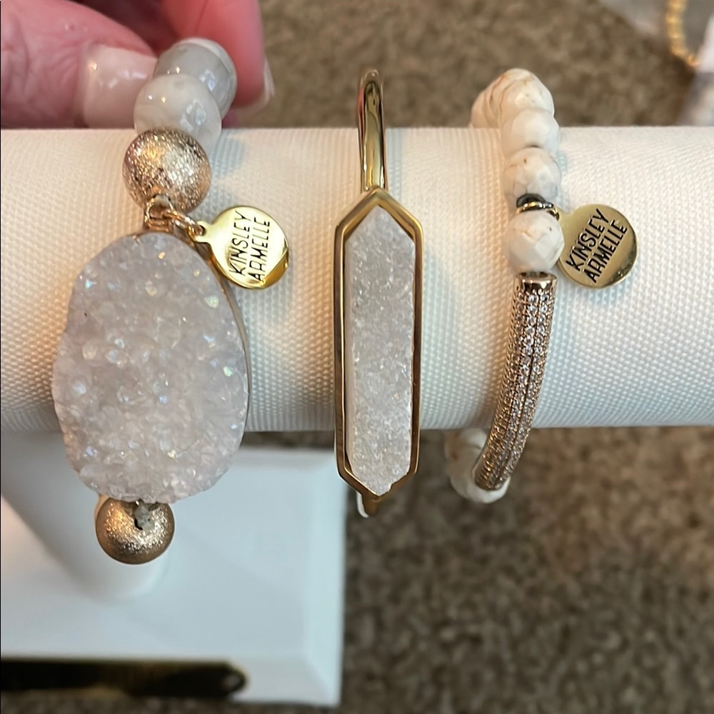 Kinsley Armelle Gold and White Druzy Stone Bracelet